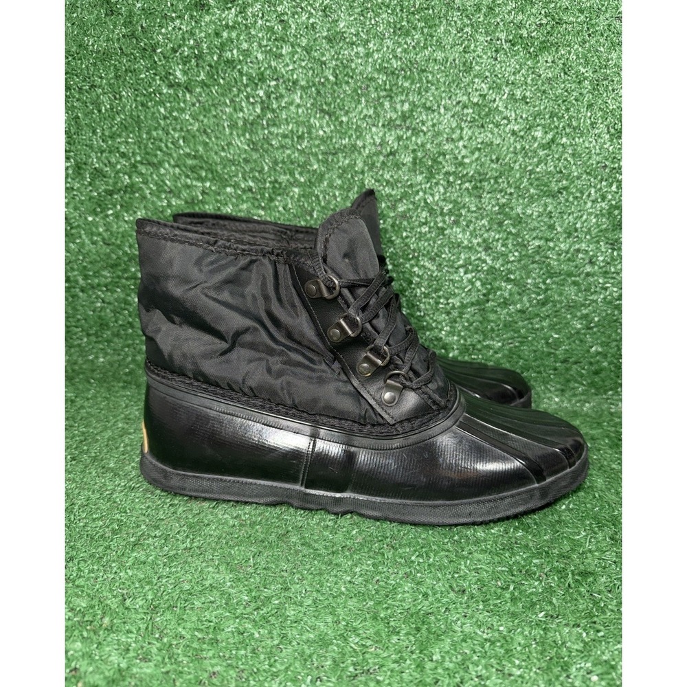 Vintage Sorel Kaufman Canada Winter Boots Black Rubber Lace Up Womens Size 11